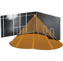 Illustration eines Raumes mit Lichtstrahl von der Decke