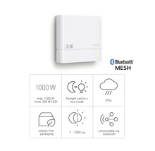 Steinel Logo, Bluetooth Mesh, 1000 Watt, Dämmerungsschalter mit Eco-Modus, IP54, Plastikfreie Verpackung, 1 bis 1000 Lux, via Bluetooth verbindbar