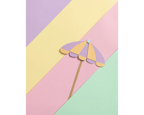 Dekorative Papier-Strandsonnenschirm-Illustration auf farbigem Hintergrund
