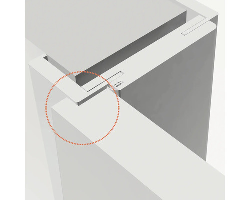 Detailansicht einer Eckverbindung von zwei weißen Platten