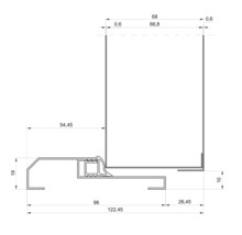 Dessin technique d'un profil de fenêtre avec indications de dimension