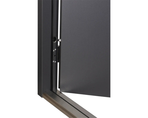 Vue détaillée d'une porte extérieure à un vantail avec serrure