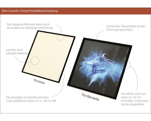 Rahmen mit Motiv, Vorder- und Rückseite, Slim Scandic-Living