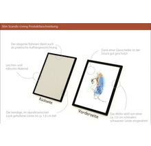 Produktbeschreibung Slim Scandic-Living mit Vorder- und Rückseite eines Bilderrahmens mit schwarzer Leiste