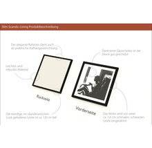 Produktbeschreibung für Slim Scandic-Living Bilderrahmen: Rück- und Vorderseite.