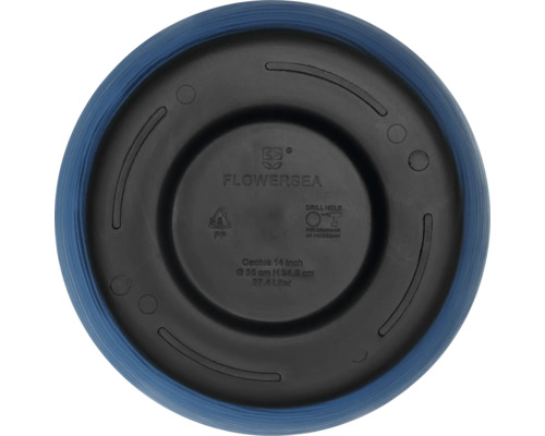 Unterseite eines Blumentopfes mit Drainageloch