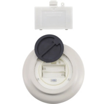 Batteriefach einer Lampe mit Knopf und Abdeckung