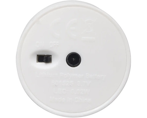 Dessous d'une bougie LED avec interrupteur marche/arrêt