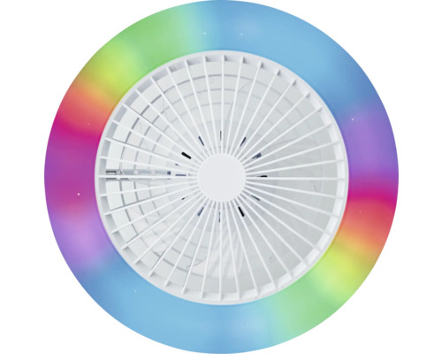 Ventilateur de plafond avec anneau lumineux multicolore