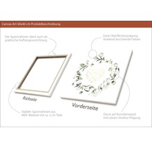 Leinwandbild 40x40 cm mit Herz und Pflanzenmotiven