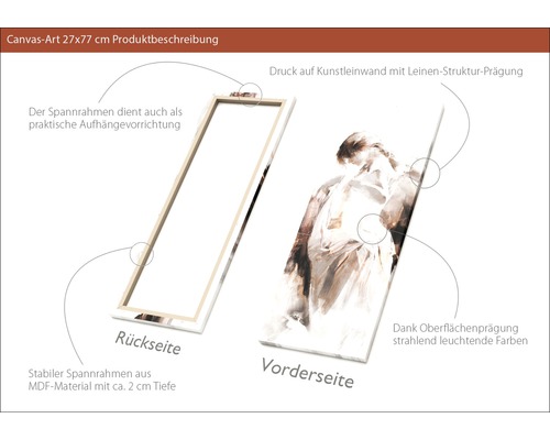 Leinwandbild 27x77 Zentimeter mit Leinwandstruktur und MDF-Rahmen