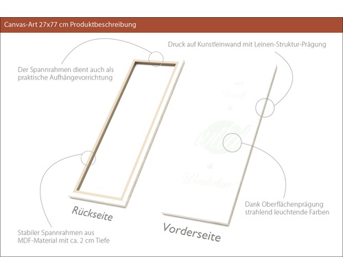 Leinwandbild, 27 x 77 Zentimeter, mit MDF Rahmen