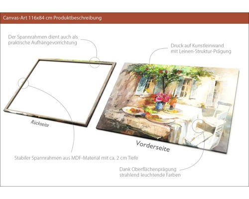 Gemälde auf Keilrahmen, 116x84 cm, mit mediterranem Motiv