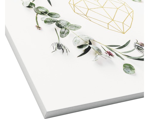 Leinwandbild mit geometrischem Herz und Eukalyptus