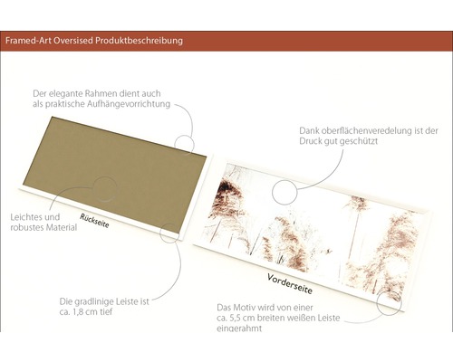Gerahmtes Bild mit weißem Rahmen, Vorder- und Rückseite