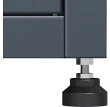 Gros plan sur un pied de meuble réglable en hauteur