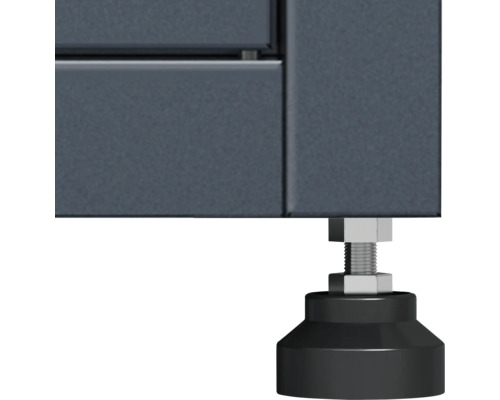 Gros plan sur un pied de meuble réglable en hauteur