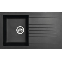 Évier de cuisine noir en matériau composite avec égouttoir