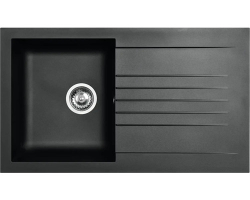 Schwarze Küchenspüle mit Abtropffläche