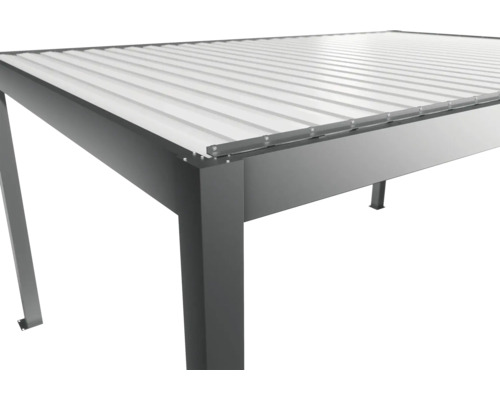 Vue détaillée d'un toit de terrasse en aluminium