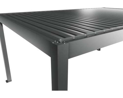 Vue détaillée d'un toit de terrasse en aluminium