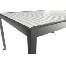 Vue détaillée d'un toit de terrasse avec toit métallique