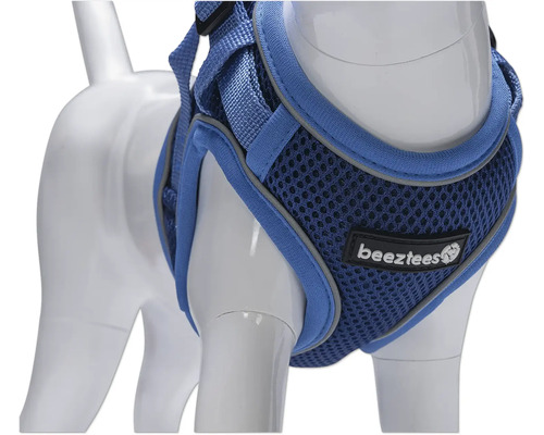 Blaues Hundegeschirr am Dummy