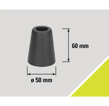 Grauer Stuhlbeinkappe, 60 mm hoch, Durchmesser 50 mm