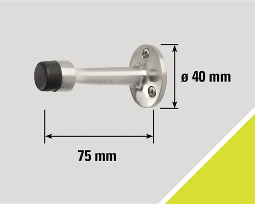 Türstopper aus Edelstahl mit Gummipuffer und Maßangaben