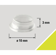 Puffer mit den Maßen 3 mm Höhe und 10 mm Durchmesser