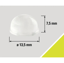 Patins pour meubles hémisphériques avec des dimensions de 13,5 mm de diamètre et 7,5 mm de hauteur