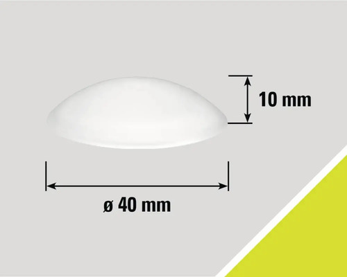 Halbkugelförmige Abdeckung mit Durchmesser 40 mm und Höhe 10 mm