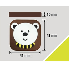 Abmessungen eines Türpuffers mit Bärenmotiv: 41 mm x 41 mm x 10 mm
