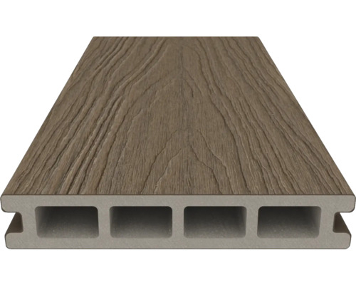 Terrassendiele aus Verbundmaterial mit Holzstruktur und Hohlkammern