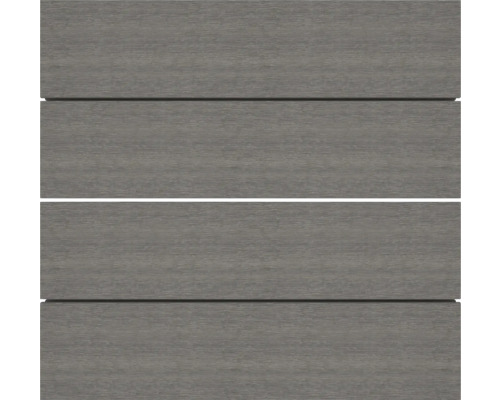 Vier graue Terrassendielen aus Verbundmaterial
