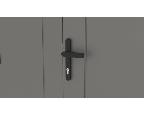 Nahaufnahme einer Tür mit Griff und Schlüsselloch