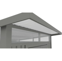 Detailansicht eines Gerätehauses mit Dach und Fenster