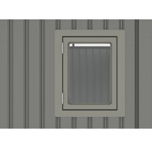 Detailansicht eines Fensters in einer Holzwand