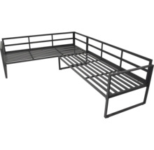 Banc de jardin d'angle en métal avec sommier à lattes