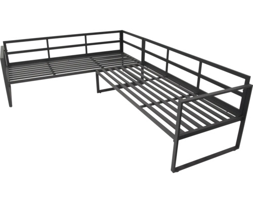 Banc de jardin d'angle en métal avec sommier à lattes