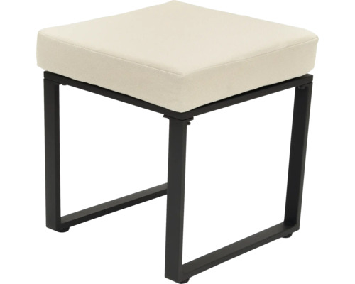 Tabouret avec assise carrée rembourrée et structure en métal