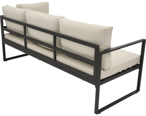 Canapé de jardin avec cadre en métal et coussins rembourrés