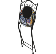 Table d'appoint pliée en métal avec plateau en mosaïque