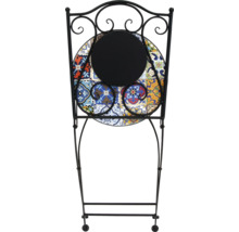 Table de service décorative avec motif de carreaux et cadre en métal