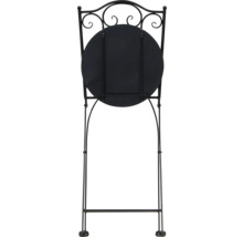 Chaise de bistrot pliante en métal avec assise ronde.