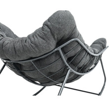 Fauteuil à bascule gris avec structure en métal et revêtement en tissu
