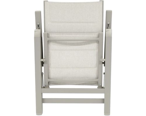 Vue arrière d'une chaise de jardin avec revêtement textile