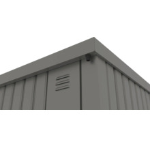 Vue détaillée d'une cabane de jardin avec ventilation