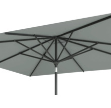 Vue détaillée du parasol rectangulaire avec cadre métallique