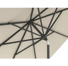 Vue détaillée d'un parasol avec armature et revêtement